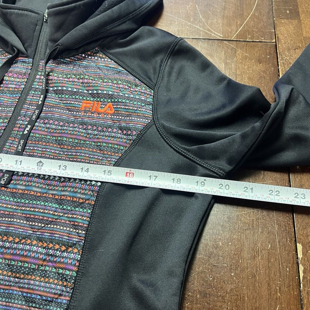 Fila Sport Black & Multicolored Aztec Jacket / Hoodie Size Medium Women - Picture 7 of 10